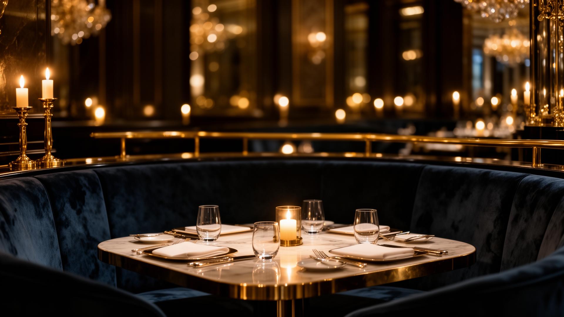 Candlelit dining room at Maison Lumière in Luxembourg